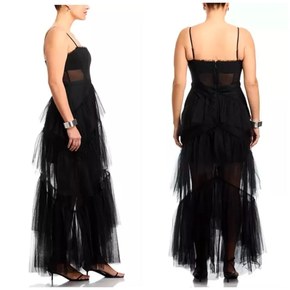 BCBGMAXAZRIA Size 12 Corset Tulle Tiered Oly Gown in Black (Blogger favorite) - Picture 10 of 10